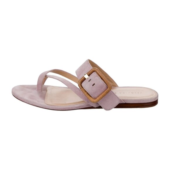 Veronica Beard Salva Suede Buckle Flat Sandals Size 6.5 Purple Slip On Slide - Picture 4 of 5